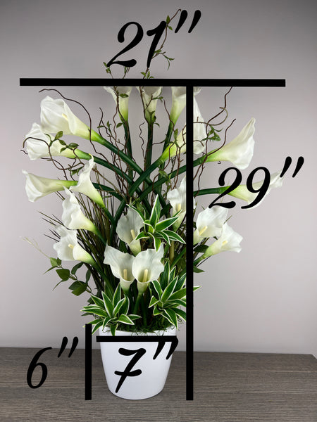 white lily centerpiece White Calla Lilly Arrangement – ZDecor