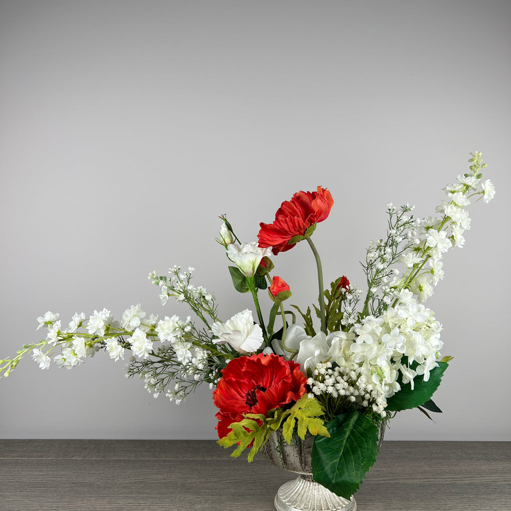 Red poppies Arrangement ,Artificial Bouquet, Real Touch Floral Arrangement