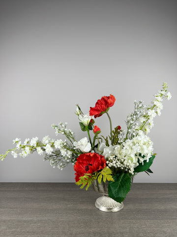 Red poppies Arrangement ,Artificial Bouquet, Real Touch Floral Arrangement