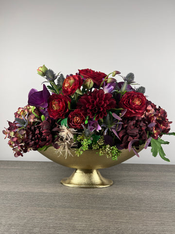 Artificial flower arrangement/red and purple faux flower arrangement/ Elegant luxurious flowers