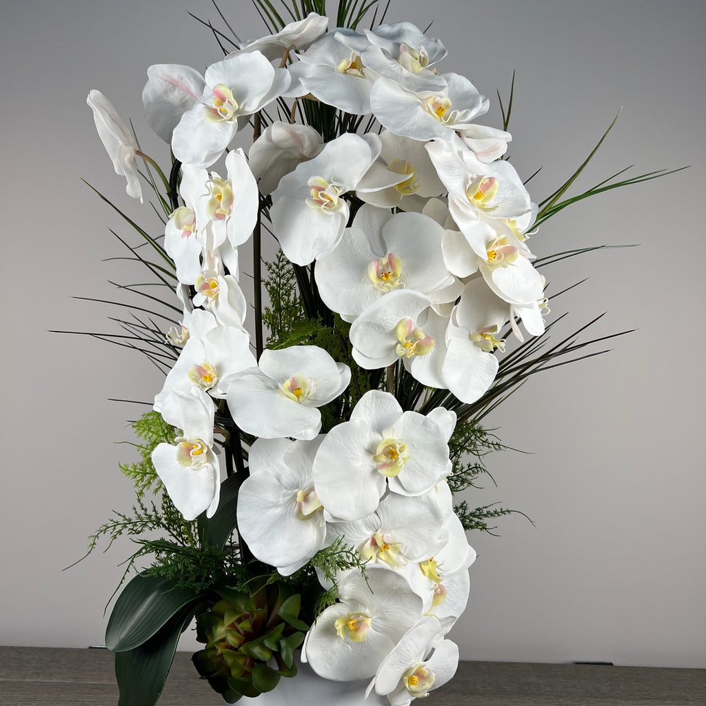 Artificial Orchid Centerpiece Arrangement in White