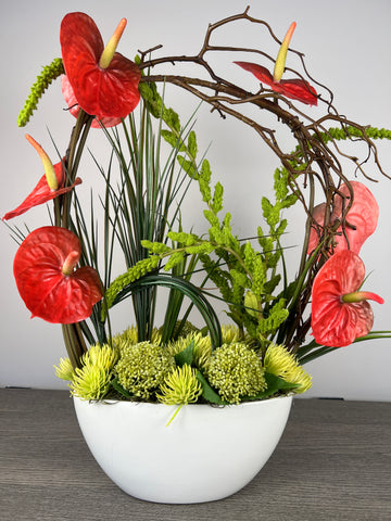 Red Anthurium arrangement