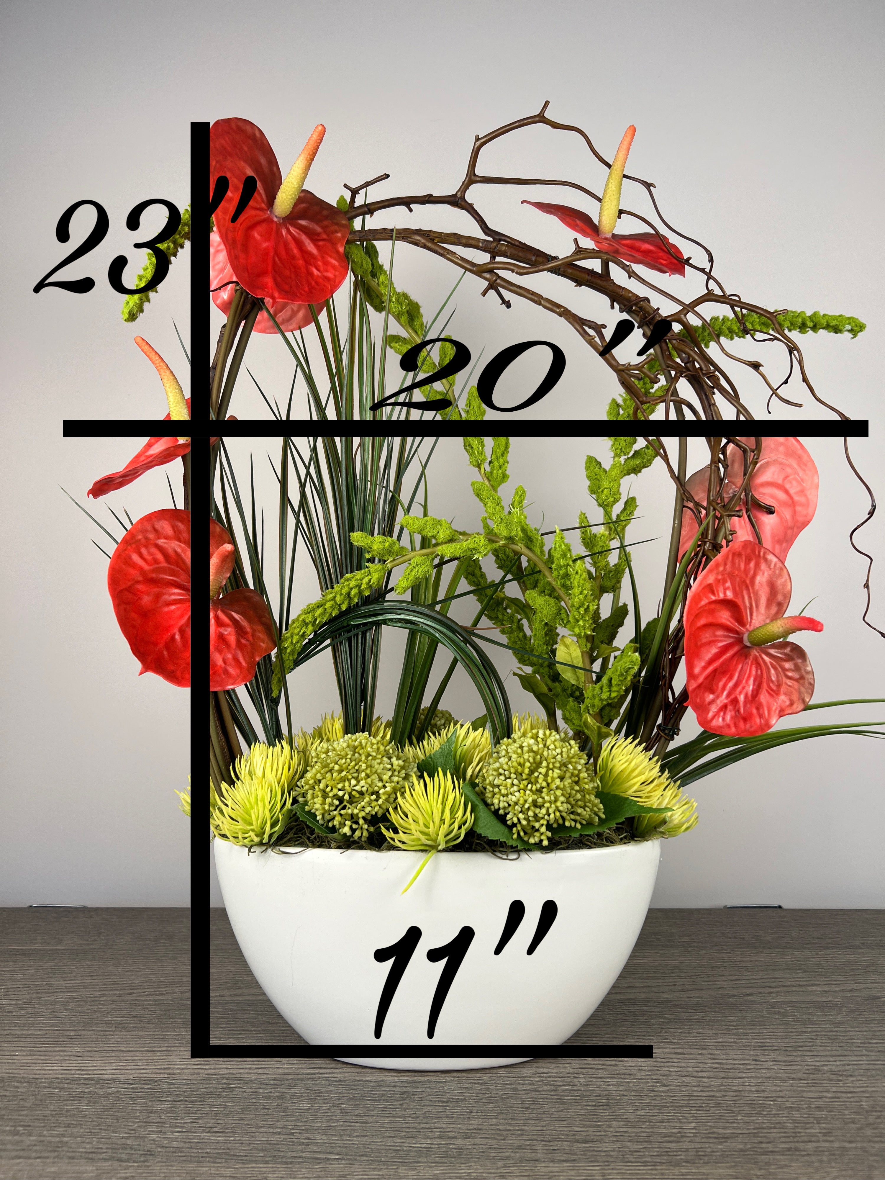 Red Anthurium arrangement