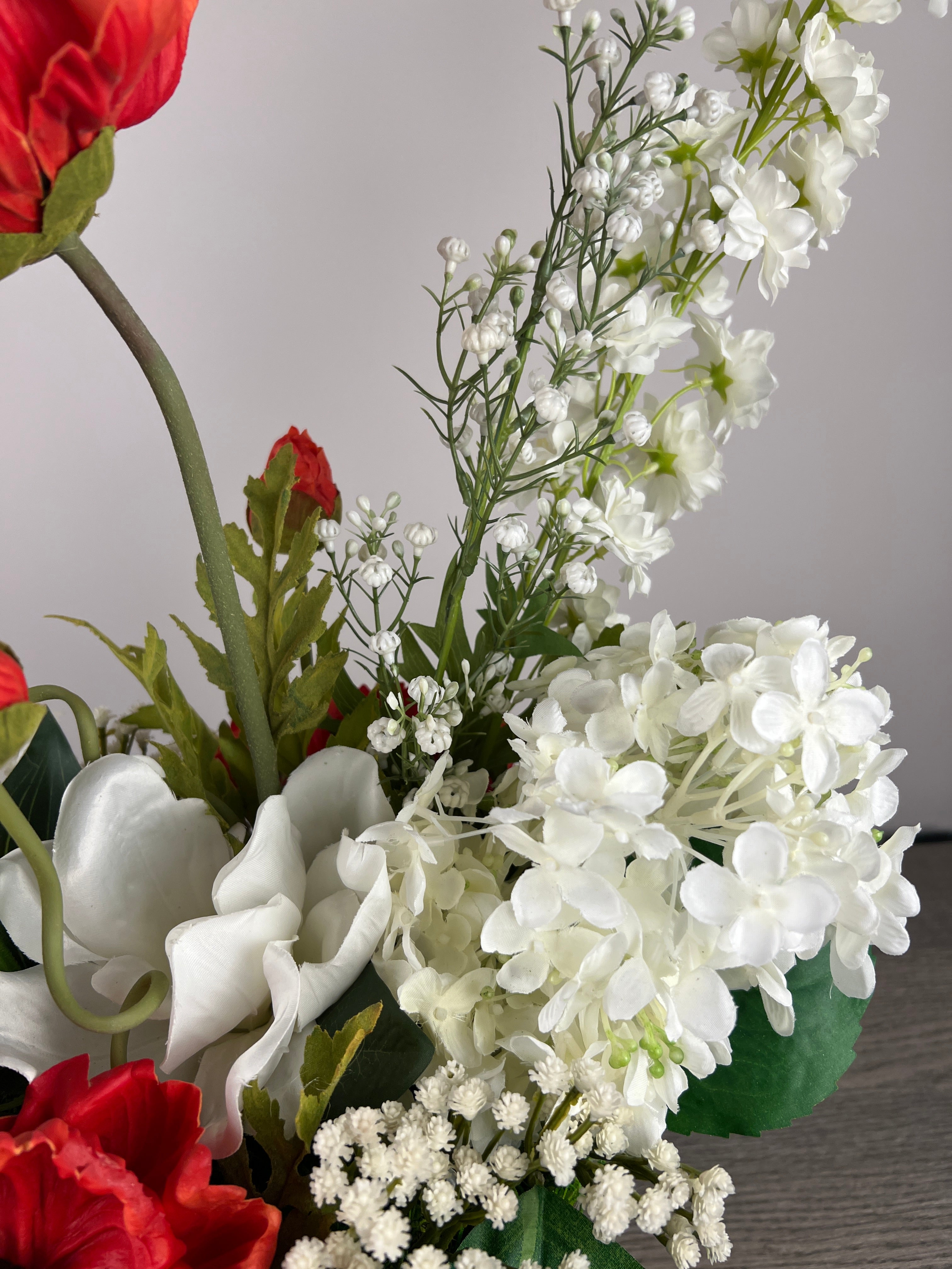 Red poppies Arrangement ,Artificial Bouquet, Real Touch Floral Arrangement