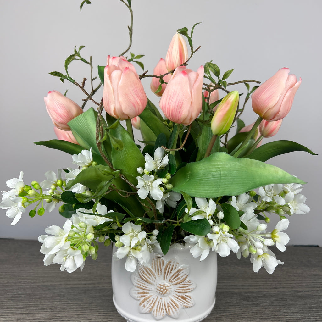 Pink Tulips White Stephanotis