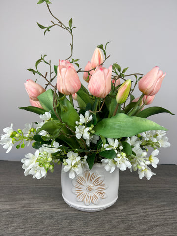 Pink Tulips White Stephanotis