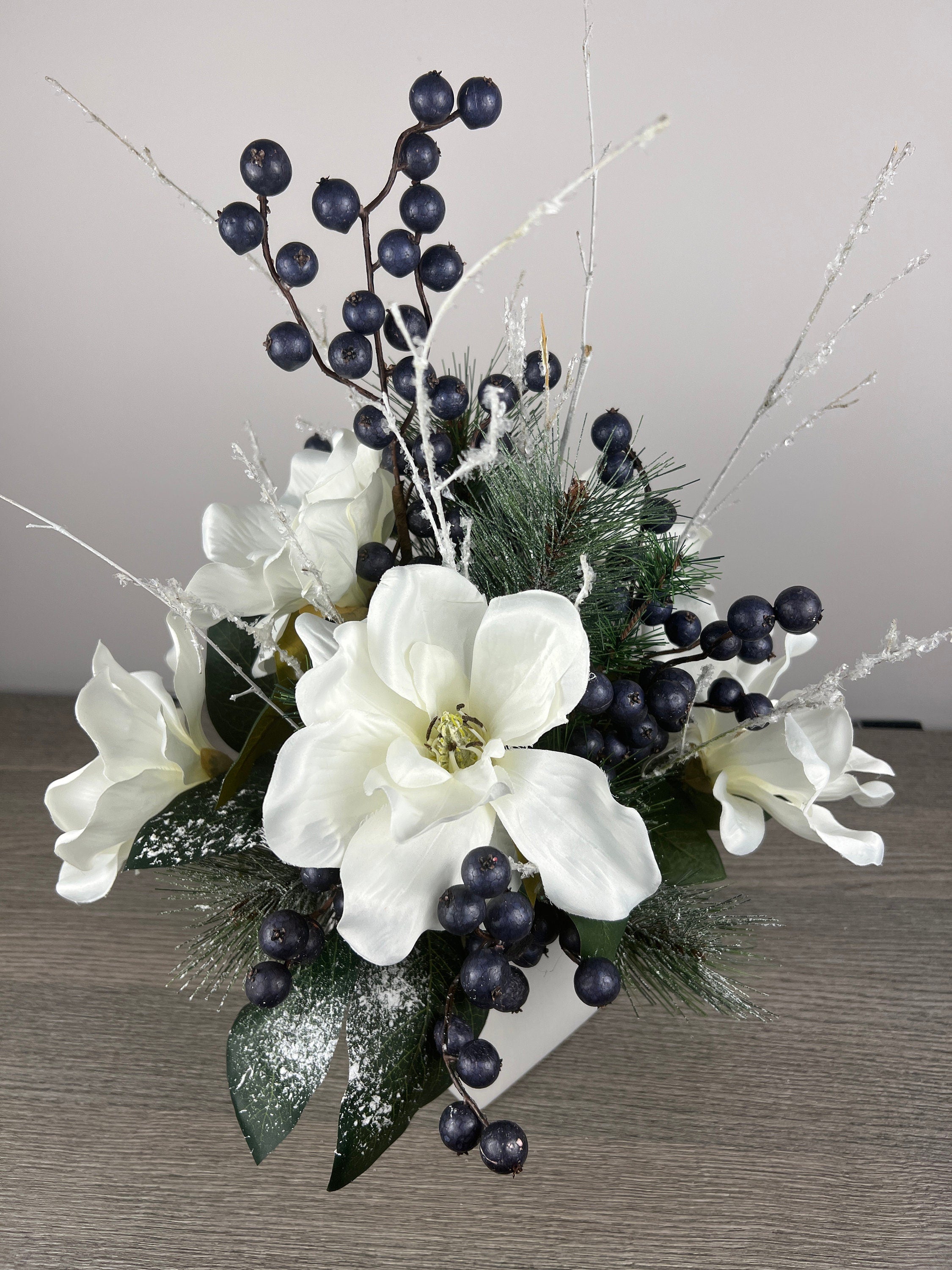 White Magnolia with Blueberries