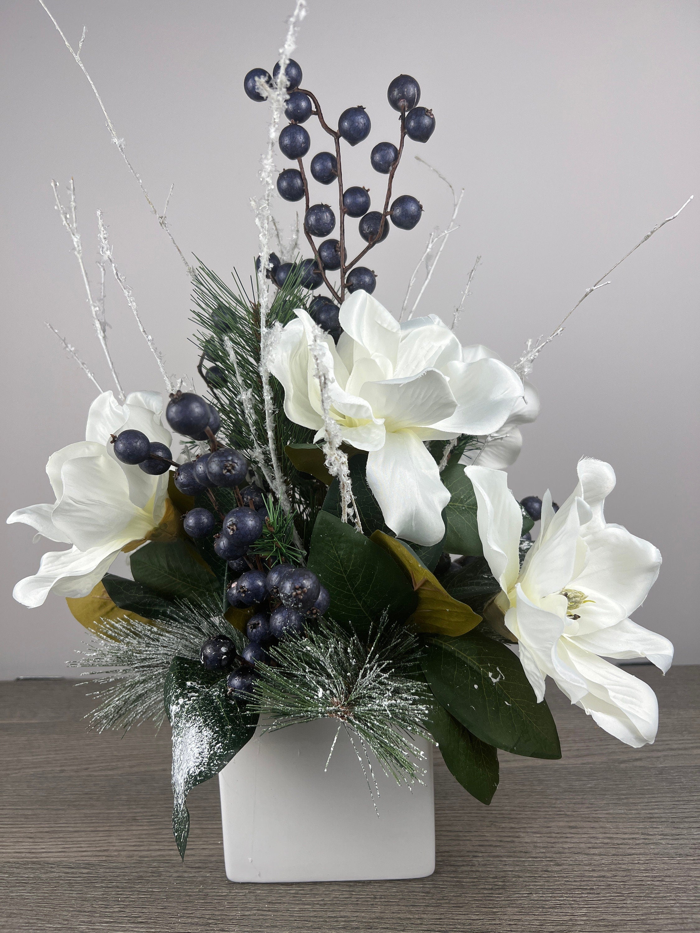 White Magnolia with Blueberries