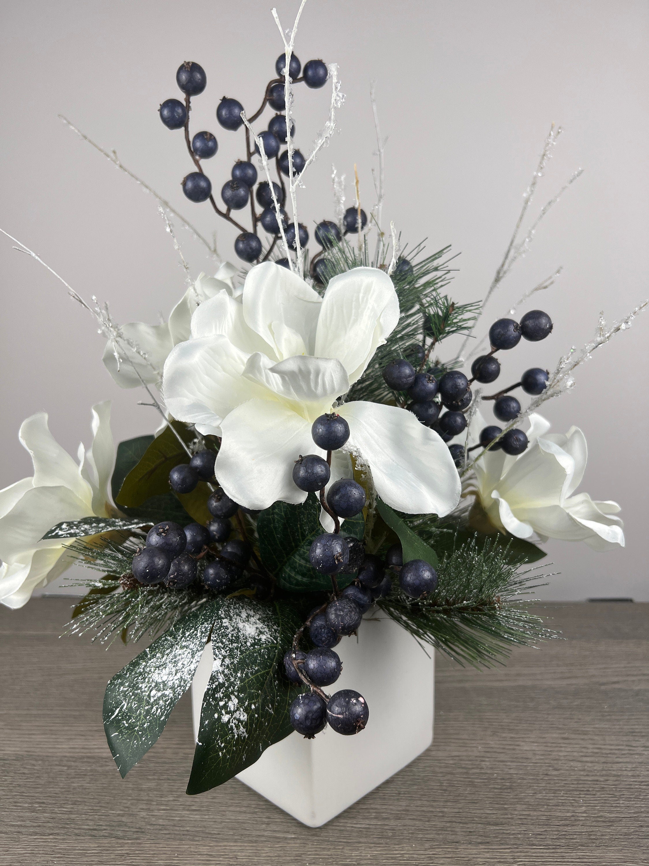 White Magnolia with Blueberries