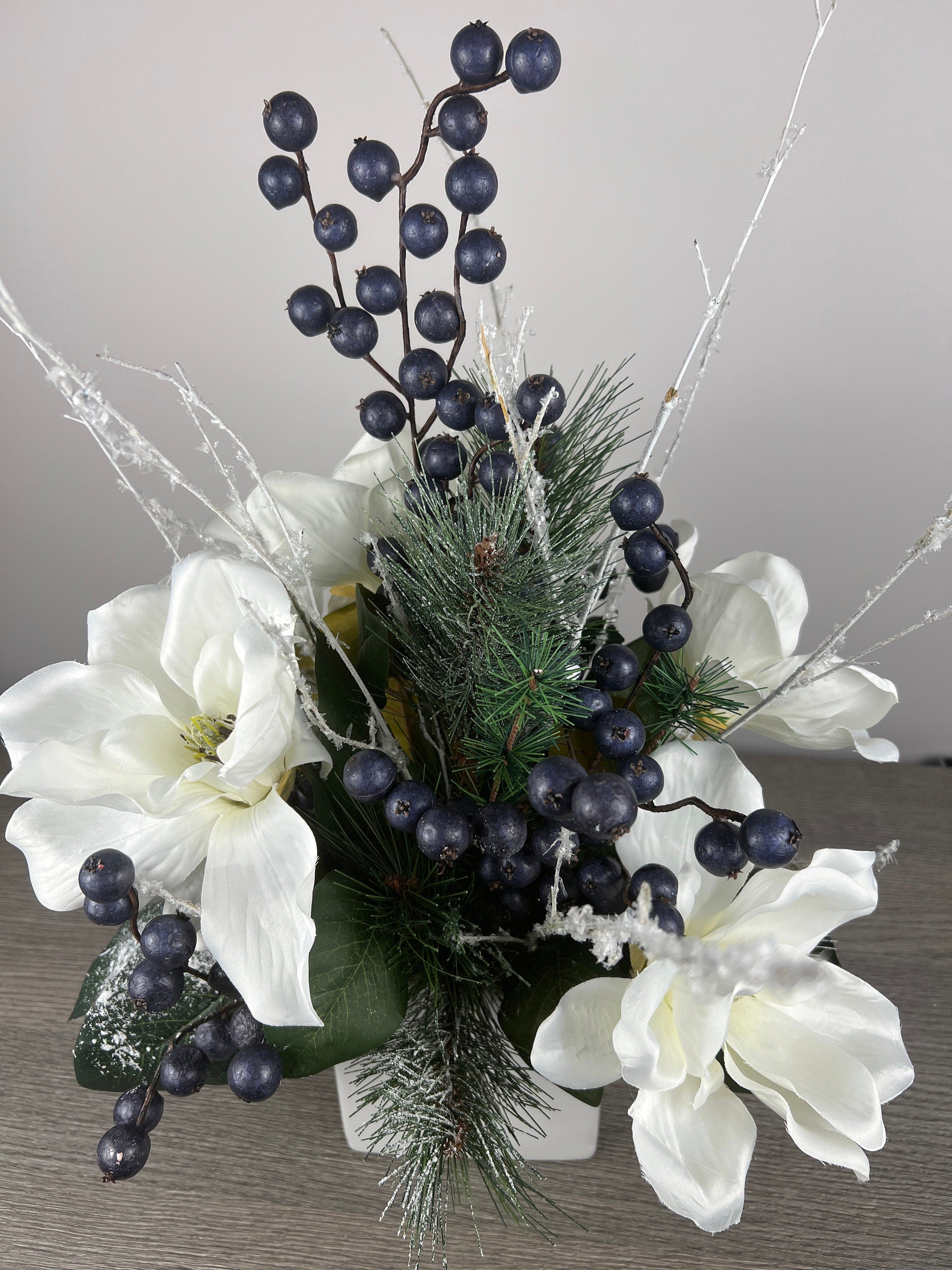 White Magnolia with Blueberries