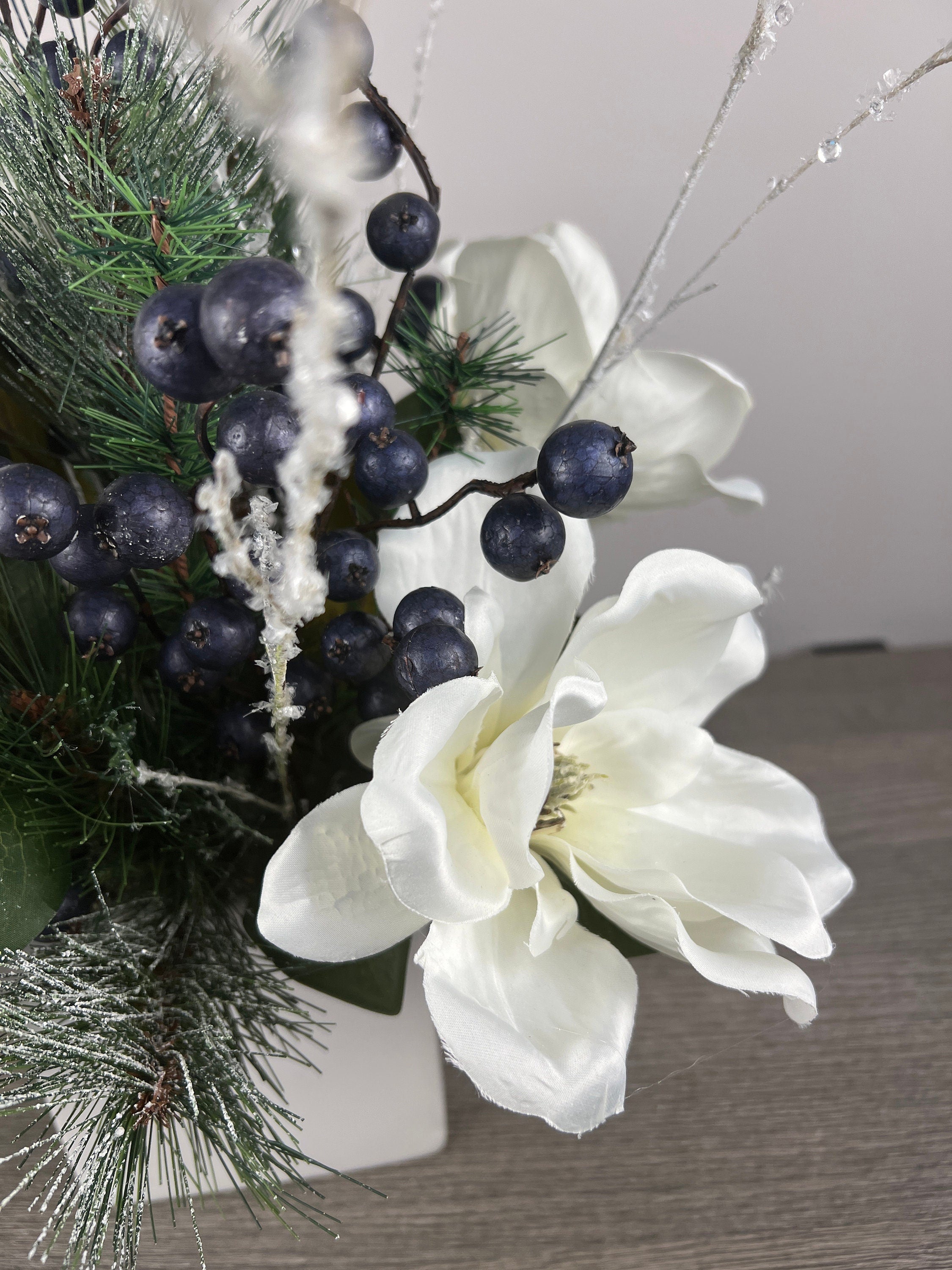 White Magnolia with Blueberries