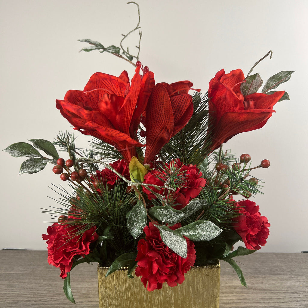 Red Amaryllis with Red Carnations