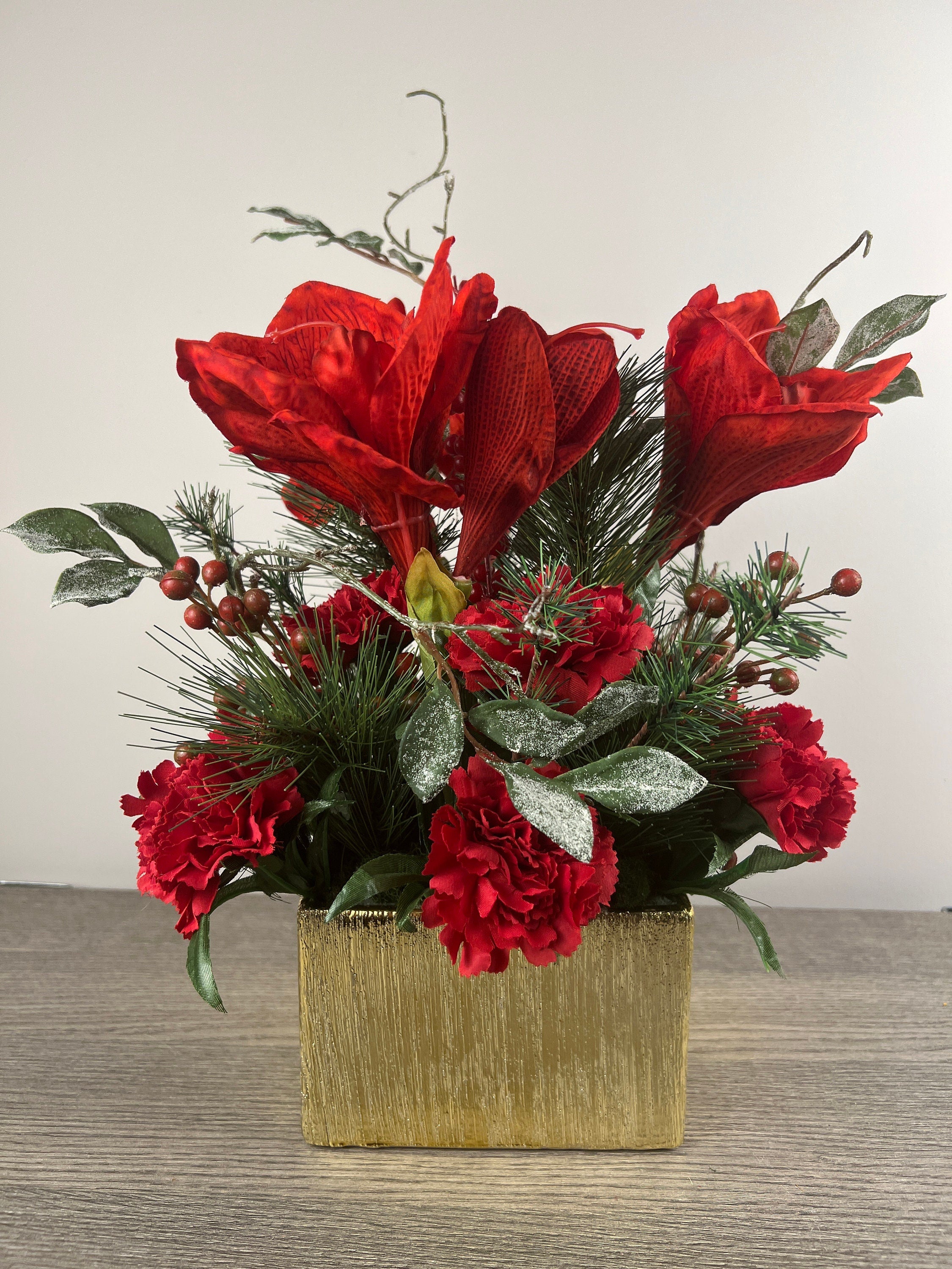 Red Amaryllis with Red Carnations